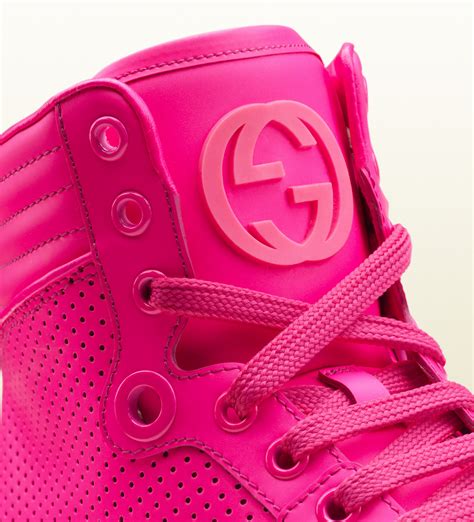 neon pink gucci sneakers|net a porter Gucci low top.